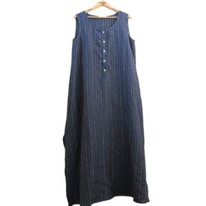 Pure Linen Pinstripe Dress Made in Canada